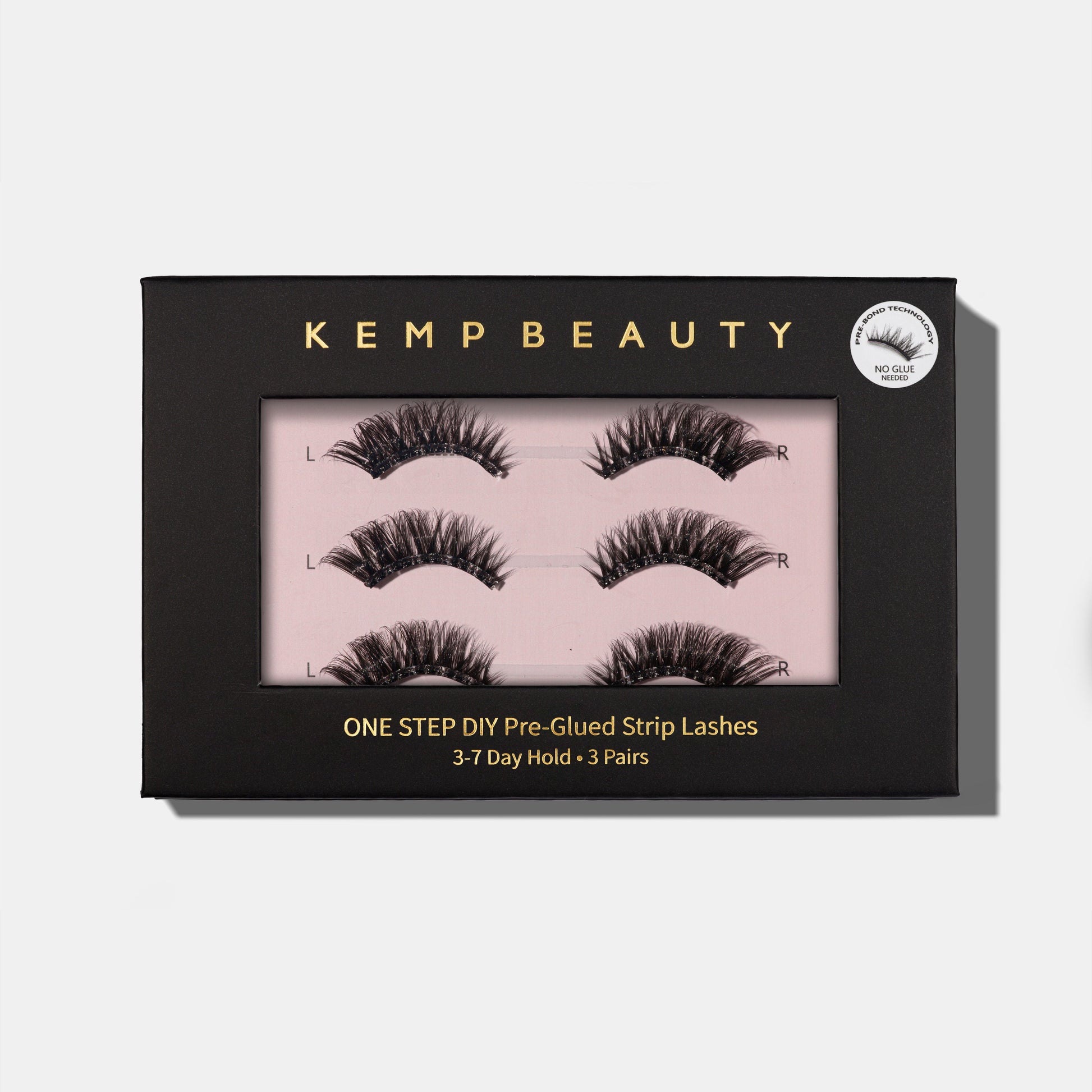 Kemp Beauty lash packaging with false eyelashes on a white background